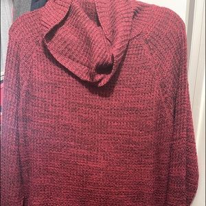 Red knit cowl neck sweater